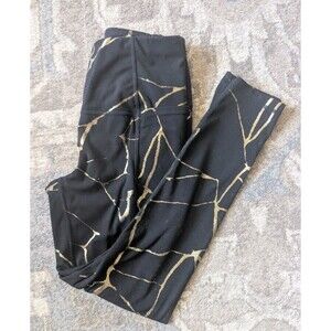 Sweaty Betty Leggings Size S 0-2 Black Gold Wabi Sabi 7/8 Length Women's